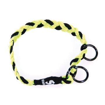 Halsband geflochten 10mm/30-35cm sw/gelb