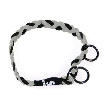 Halsband geflochten 20mm/40-47cm sw/grau