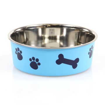 swisspet Edelstahlnapf Bella Bone M blau