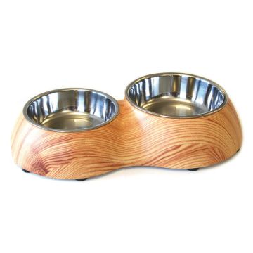 Melamin Hunde-&Katzendopp. S+M,Holzmotiv