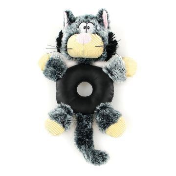 swisspet Plüsch-Katze grau  Leder-Donut