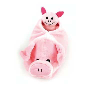 Plüsch-Schweinschuh mit 3 Minischweinen