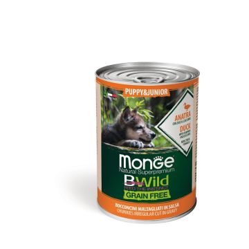 Monge Dog BWild Wet Puppy&Jun. Duck 400g