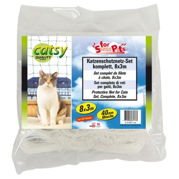 Katzen Netz Set Catsy kompl., 8x3m weiss