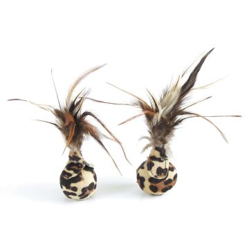 Katzenspielball Leopard mit Feder, D=4cm