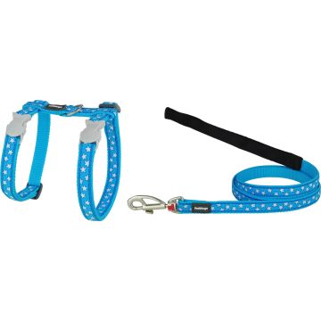 RD Cat Harness&Lead Stars white Turqu XS