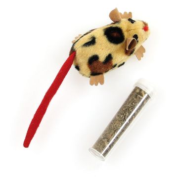 Plüschleuchtmaus mit Catnip Trommel 15cm