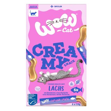 WOW CAT Creamies mit Lachs 5x15g