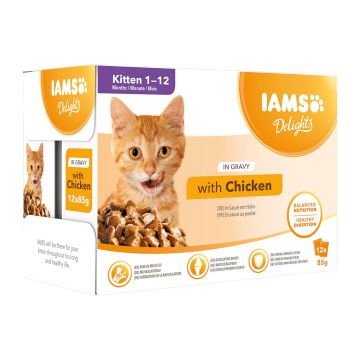 Iams Delights Kitten mit Huhn 12x85g