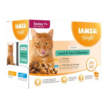Iams Delights Senior Land&Sea Mix 12x85g