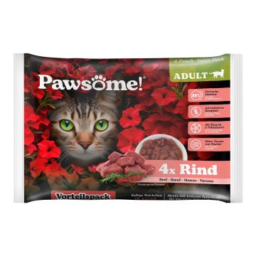 Pawsome Adult Rind 85g 4er Flowpack