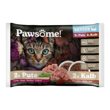 Pawsome Senior Kalb & Pute Mixpack 4x85g